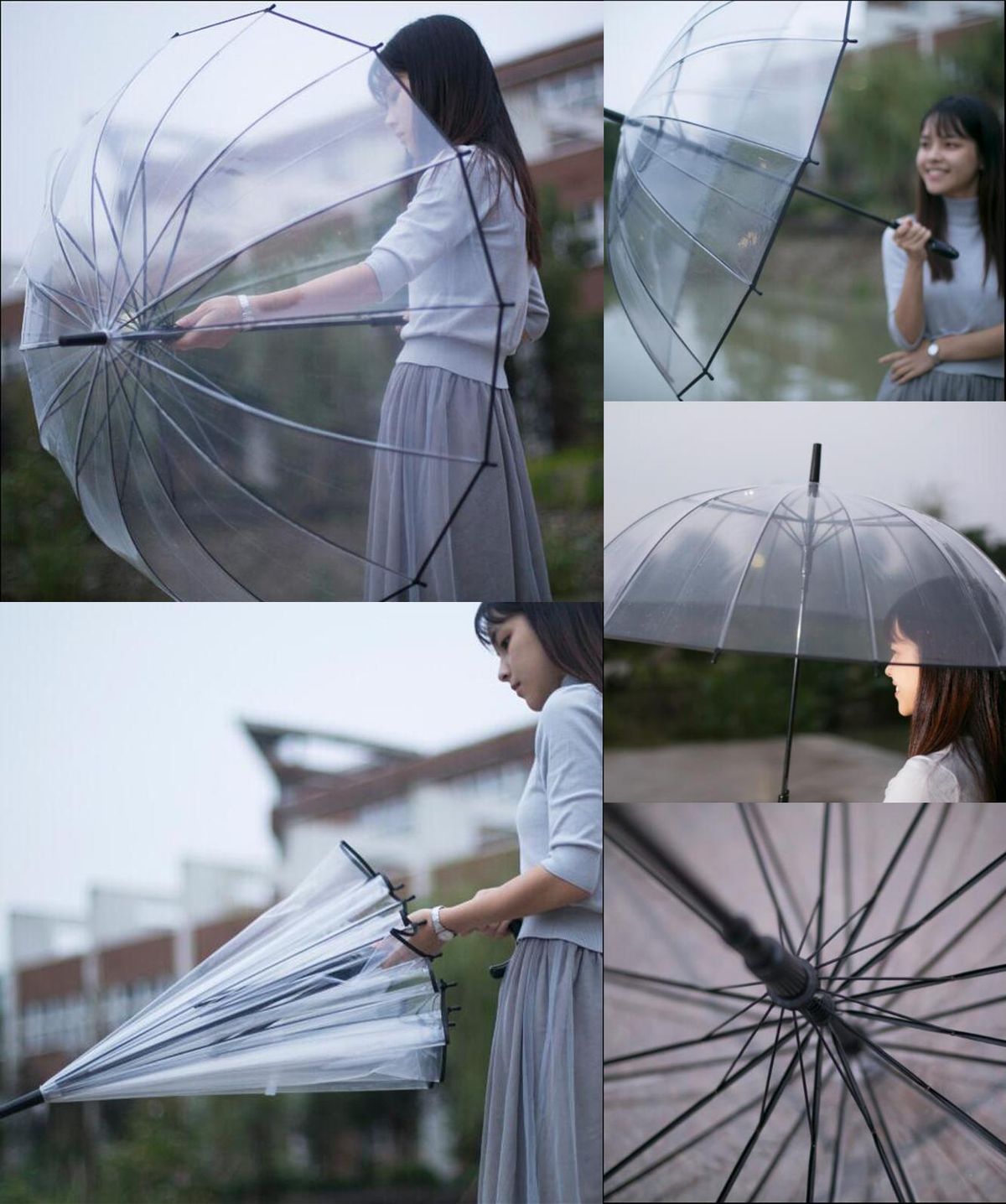 Clear Dome See Through Umbrella Transparent Rain Windproof